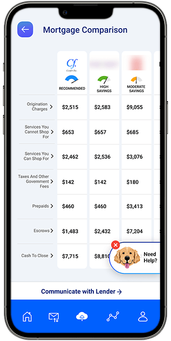 Confer Official Loan Estimates Comparison Screen